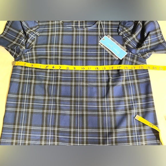 DRAPER JAMES Blue plaid short sleeve top size S - Picture 13 of 14